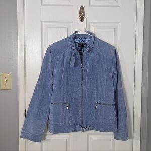 Unique Oscar Piel Light Blue Rare‎ Femme Biker Leather Jacket Women's Size XL